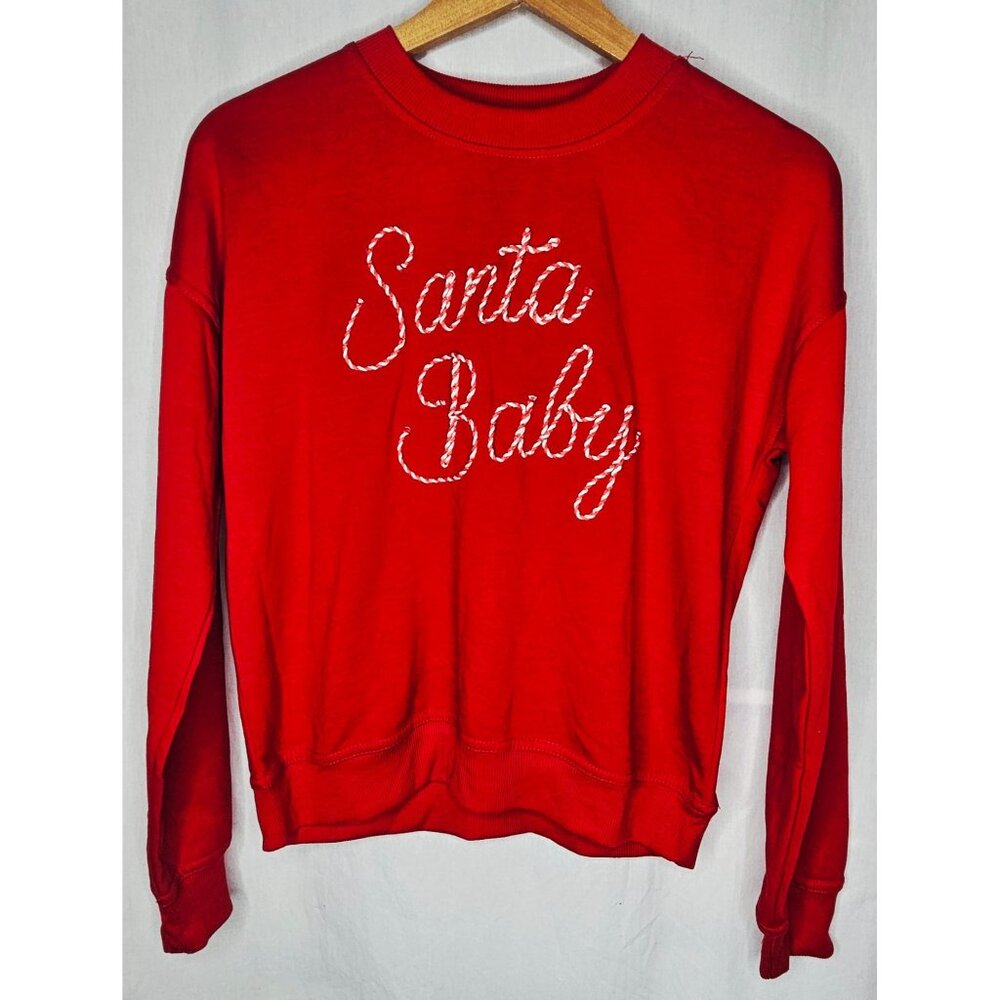 Philosophy Republic Clothing Santa Baby Red Crewneck Sweatshirt Christmas Top XS